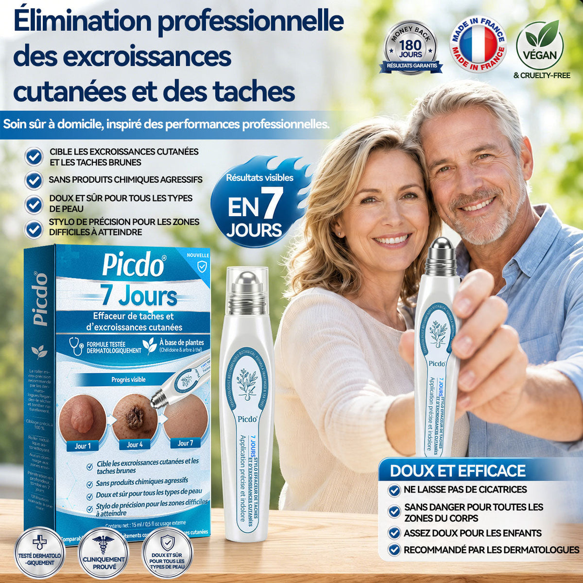 Boutique officielle de la marque 𝐏i𝐜𝐝o® 🍈💖7 Jours Effaceur de taches et d’excroissances cutanées(Zéro douleur, zéro cicatrice – Roller)