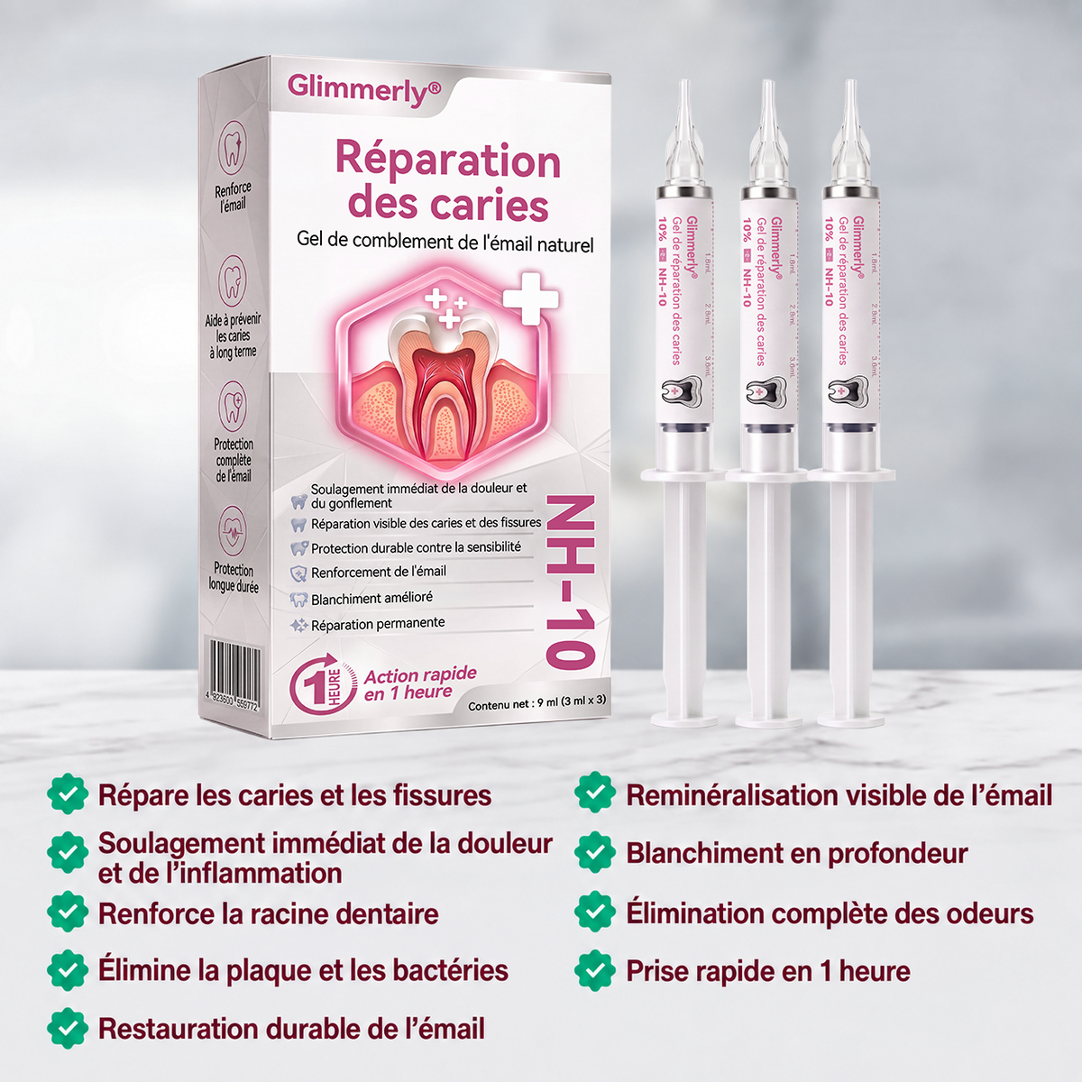 Glimmerly® 🍁💖DenPerm🎉— Gel Réparateur de l’Émail Naturel pour Caries, Dents Sensibles & Émail Fragilisé