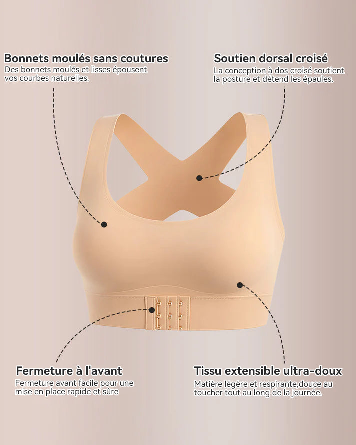 Vnproo®🌼💖Soutien-Gorge De Posture Sans Armatures À Fermeture Avant Et Dos Croisé