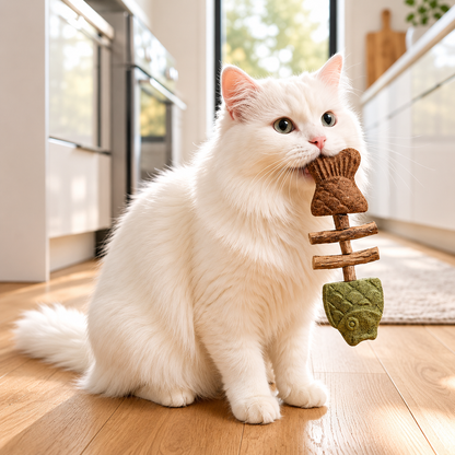 Jouet à mâcher dentaire pour chat en forme d'arête de poisson 🌼💖